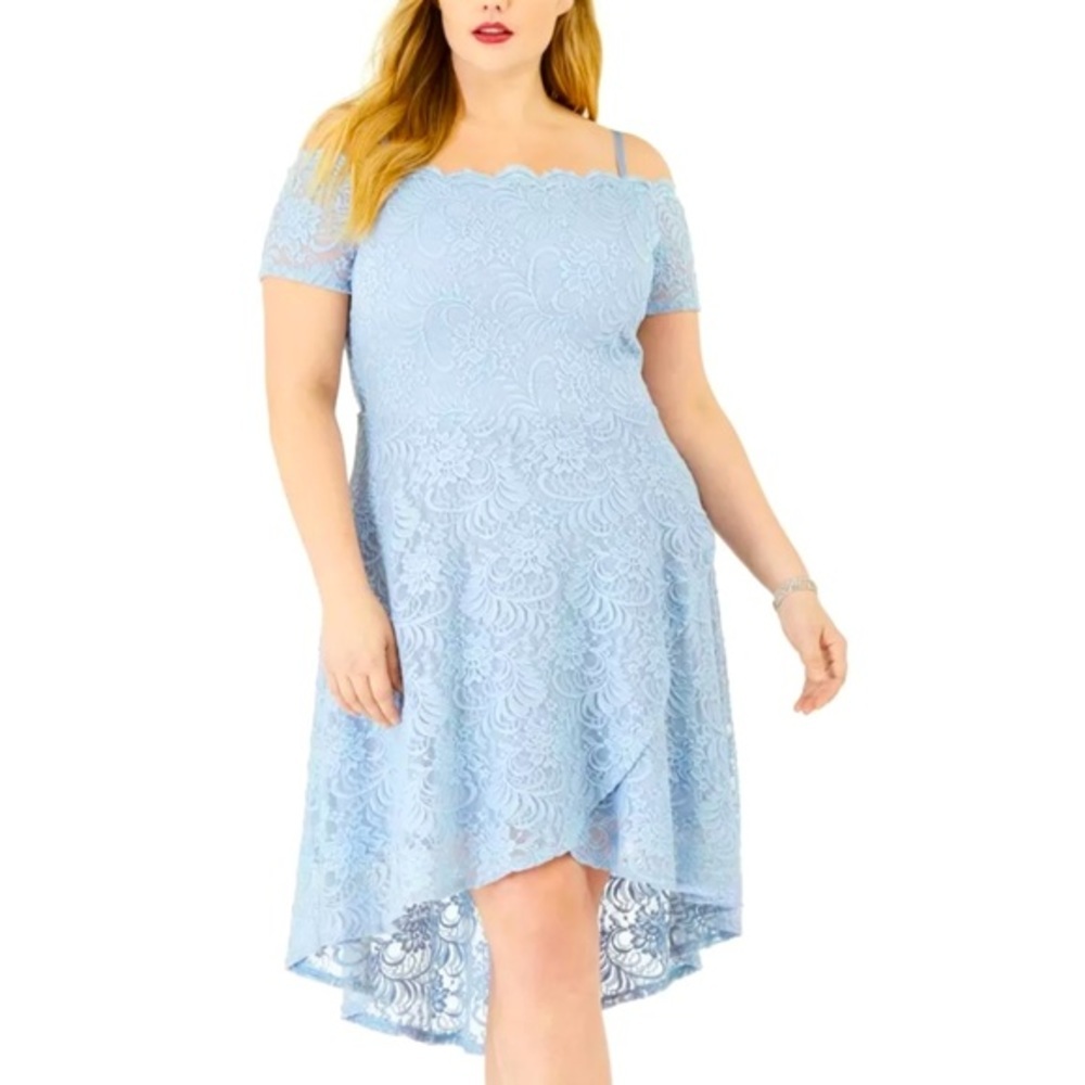 Women’s Formal Dress Plus Size 16W 20W CITY STUDIO Light Blue Off the Shoulder